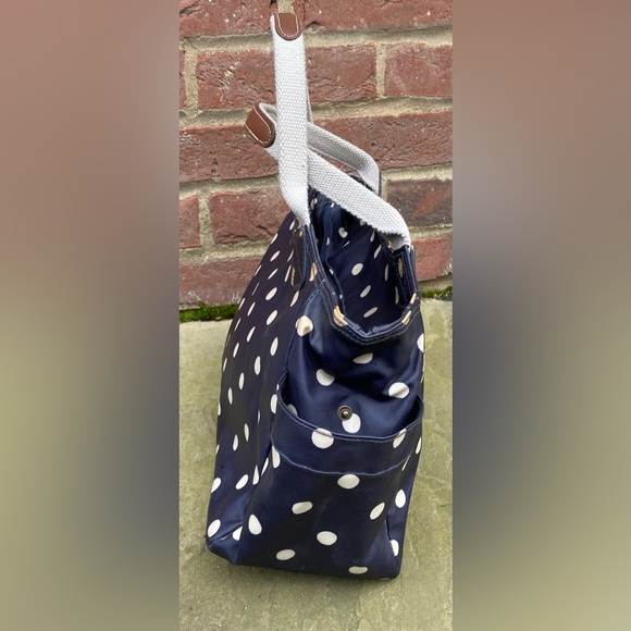 Cath Kidston Navy Blue Polka Dot Handbag Classic Multiple Pocket Rockabilly - Picture 10 of 10